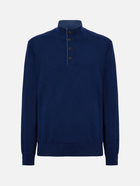 Navy blue merinocash half-zip sweater Dorian