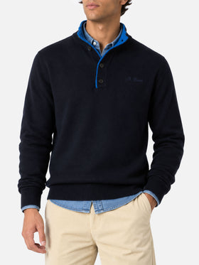 Marineblauer Polopullover aus BLENDED CASHMERE 