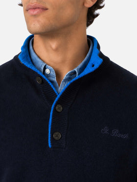 Marineblauer Polopullover aus BLENDED CASHMERE 