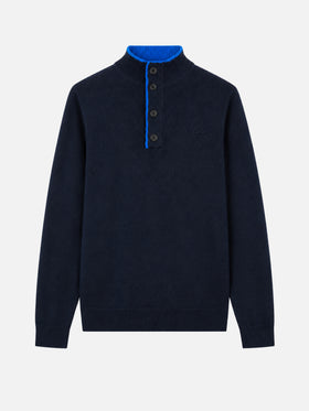 Marineblauer Polopullover aus BLENDED CASHMERE 