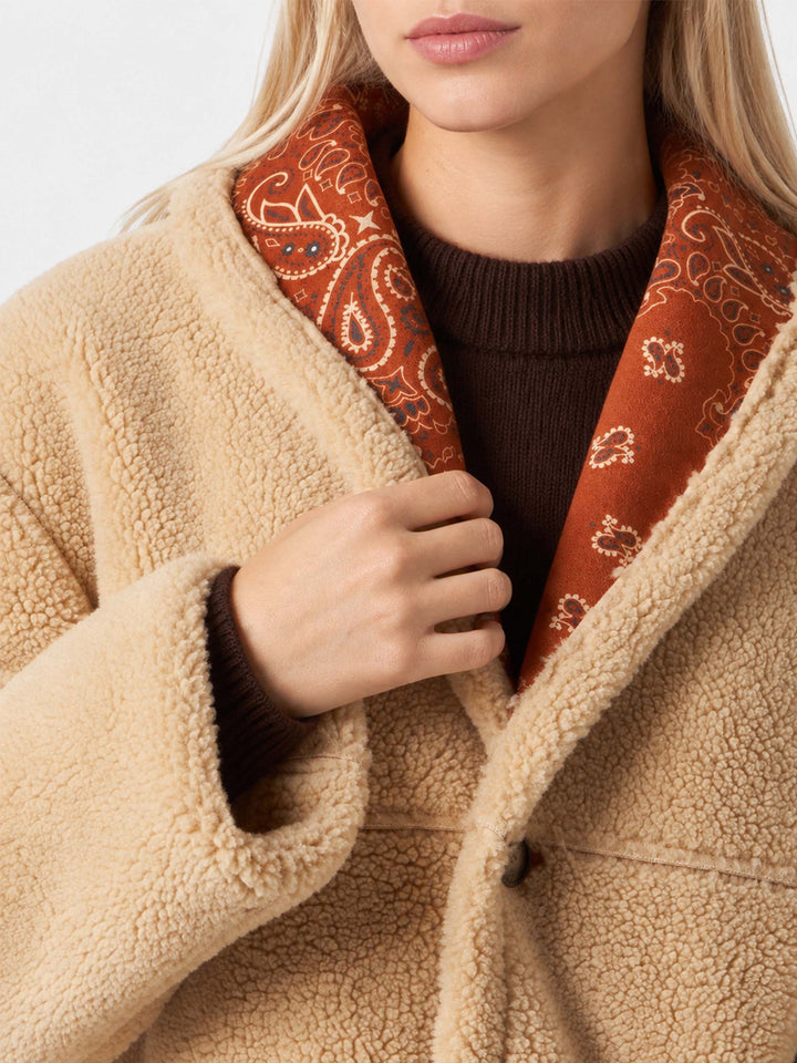 Dorys reversible shearling jacket with bandana print