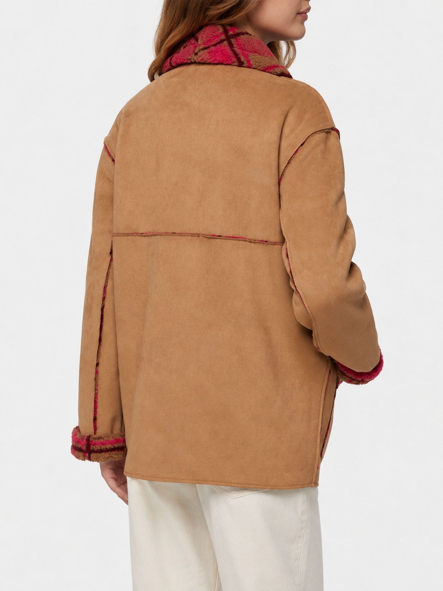 Dorys wendbare Jacke mit Shearling-Effekt im Tartan-Design 