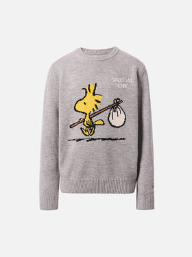 Maglione Douglas  in misto cashmere con stampa Woodstock e ricamo Vado dai Nonni | PEANUTS SPECIAL EDITION