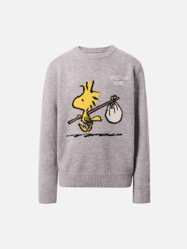 Maglione Douglas  in misto cashmere con stampa Woodstock e ricamo Vado dai Nonni | PEANUTS SPECIAL EDITION