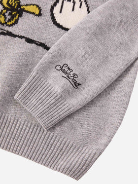 Maglione Douglas  in misto cashmere con stampa Woodstock e ricamo Vado dai Nonni | PEANUTS SPECIAL EDITION