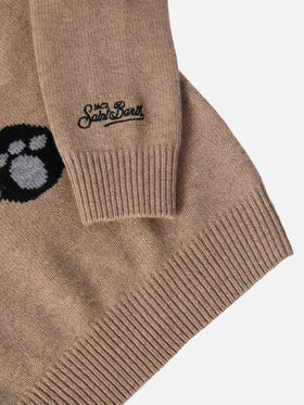 Crewneck Douglas in cashmere blend with Panda Trudi patch | TRUDI SPECIAL EDITION