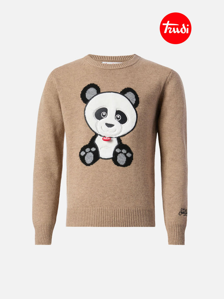 Pullover Douglas aus Kaschmirmischung mit Panda-Trudi-Aufnäher | TRUDI SONDEREDITION