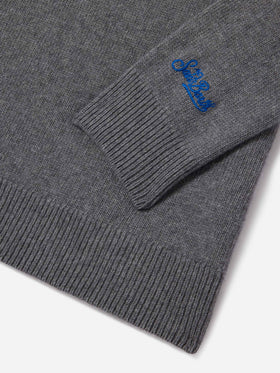 Douglas crewneck knitwear in grey with Trouble Maker lettering