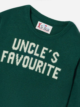 Maglia girocollo Douglas verde con intarsio Uncle's Favourite