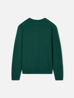 Maglia girocollo Douglas verde con intarsio Uncle's Favourite