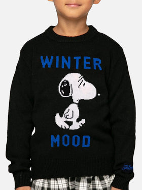 Blauer Marineblauer Snoopy Winter Mood-Pullover für Jungen – Sonderedition
