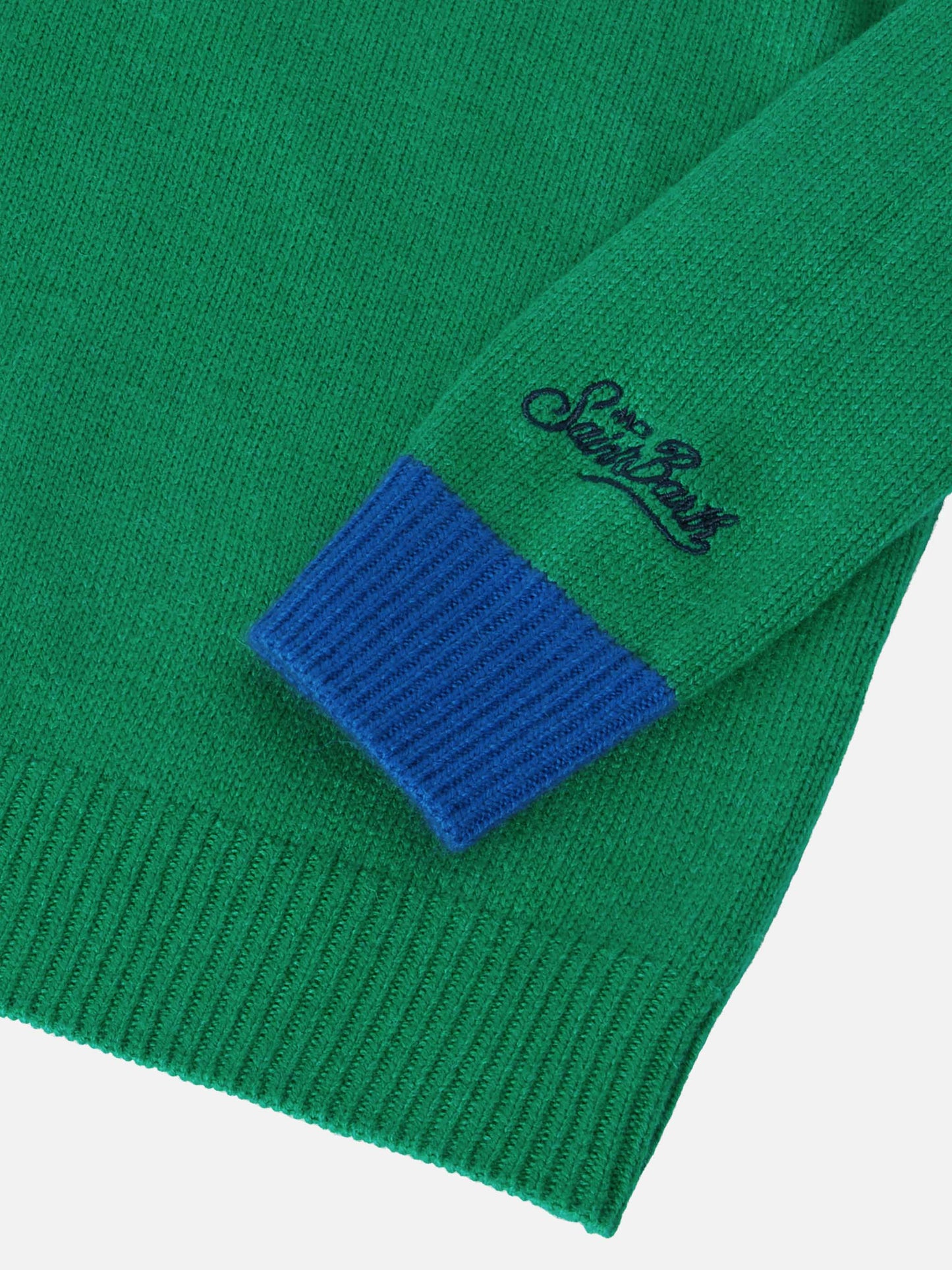 Green crewneck Douglas with Out of School embroidery