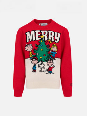 Kid red crewneck sweater Douglas with Penauts print | SNOOPY PEANUTS SPECIAL EDITION