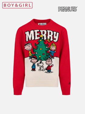 Maglione girocollo rosso da bambino Douglas con stampa Penauts | SNOOPY PEANUTS EDIZIONE SPECIALE