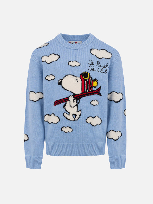 Maglione girocollo azzurro chiaro da bambino Douglas con stampa sci Peanuts | SNOOPY PEANUTS SPECIAL EDITION