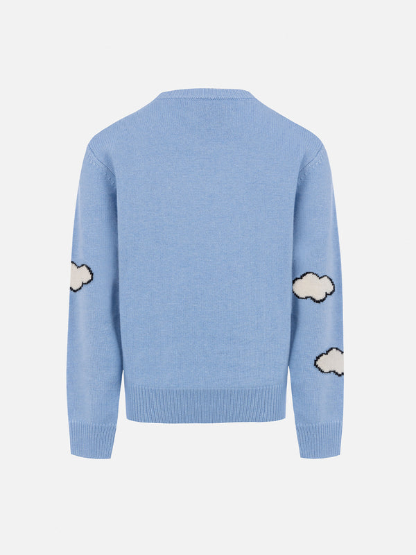 Maglione girocollo azzurro chiaro da bambino Douglas con stampa sci Peanuts | SNOOPY PEANUTS SPECIAL EDITION