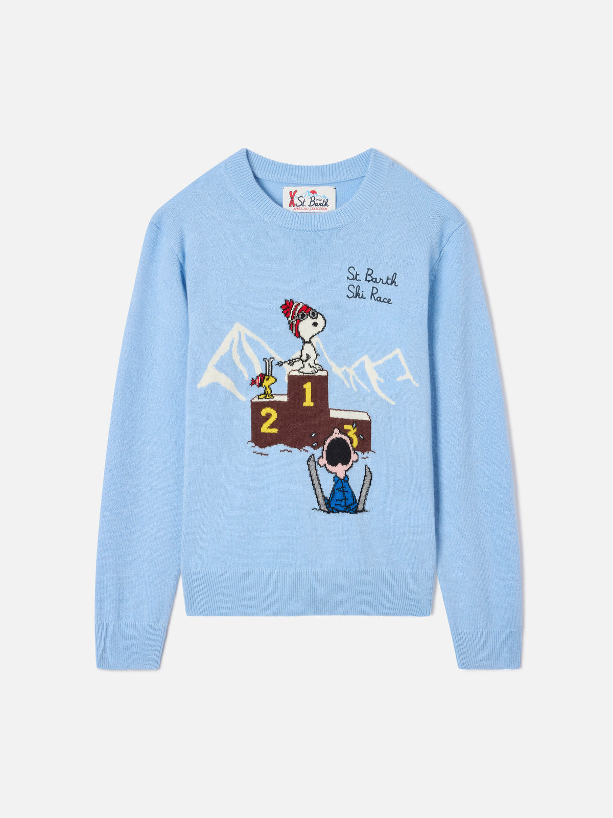 Light blue Douglas crewneck knit with Snoopy intarsia and embroidery | Special edition