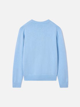 Light blue Douglas crewneck knit with Snoopy intarsia and embroidery | Special edition