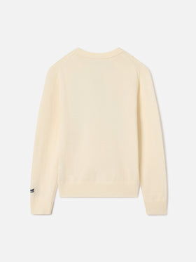Pull en maille à col rond couleur crème Douglas avec intarsia St. Moritz | Special edition 
