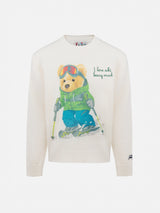 Boy white crewneck sweater Douglas with beary much embroidery