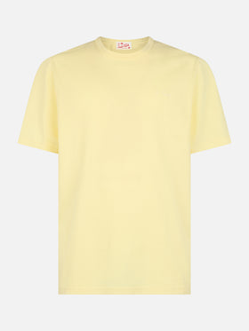 Hellgelbes Herren-T-Shirt aus Baumwolljersey „Dover“ mit St. Barth-Stickerei