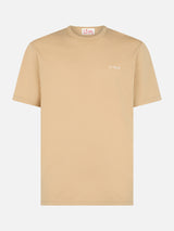 Man beige cotton jersey t-shirt Dover with St. Barth embroidery