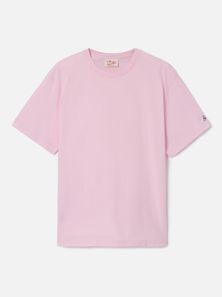 T-shirt Dover rosa in cotone con ricamo logo