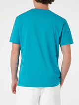 Man teal cotton jersey t-shirt Dover with St. Barth embroidery