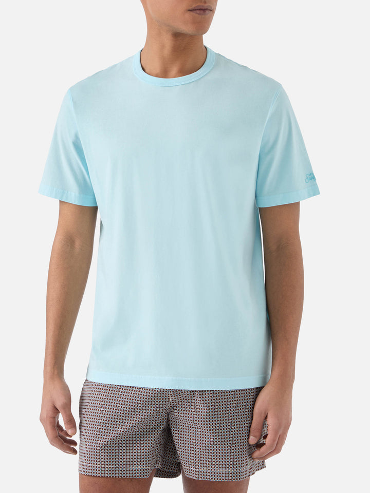 T-shirt Dover verde acqua in cotone con ricamo logo