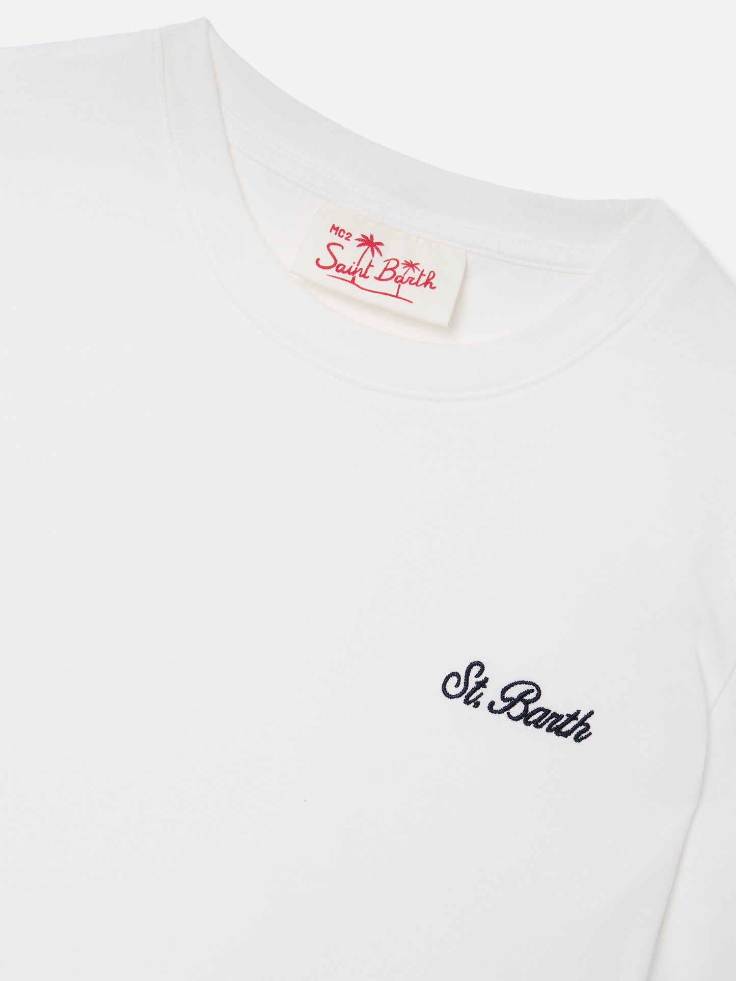 T-shirt Dover Jr in puro cotone bianco con logo ricamato