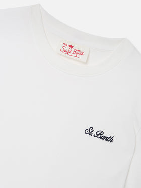 T-shirt Dover Jr in puro cotone bianco con logo ricamato