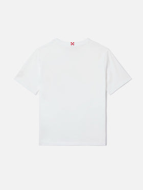 T-shirt Dover Jr in puro cotone bianco con logo ricamato