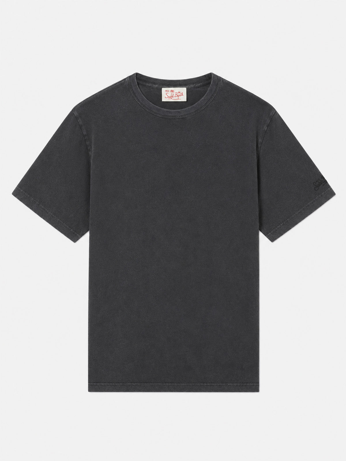 Schwarzes Jersey-T-Shirt Dover aus Bio-Baumwolle mit St. Barth-Stickerei 