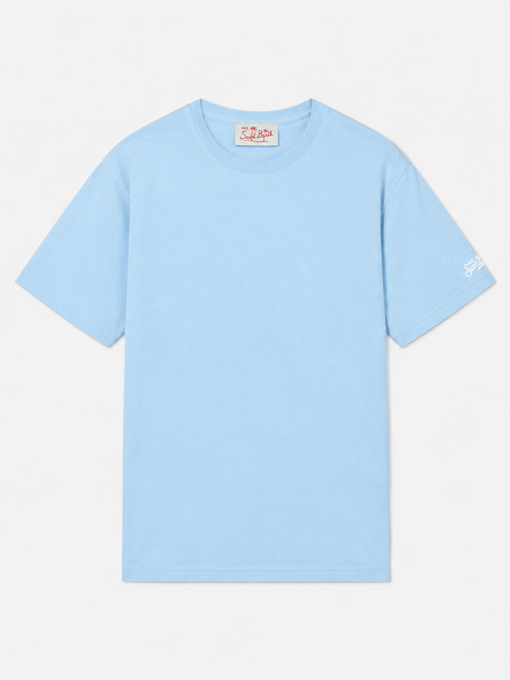 Hellblaues T-Shirt Dover aus Baumwolljersey mit St. Barth-Stickerei 