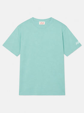 Camiseta Dover de punto de algodón verde salvia con bordado St. Barth 