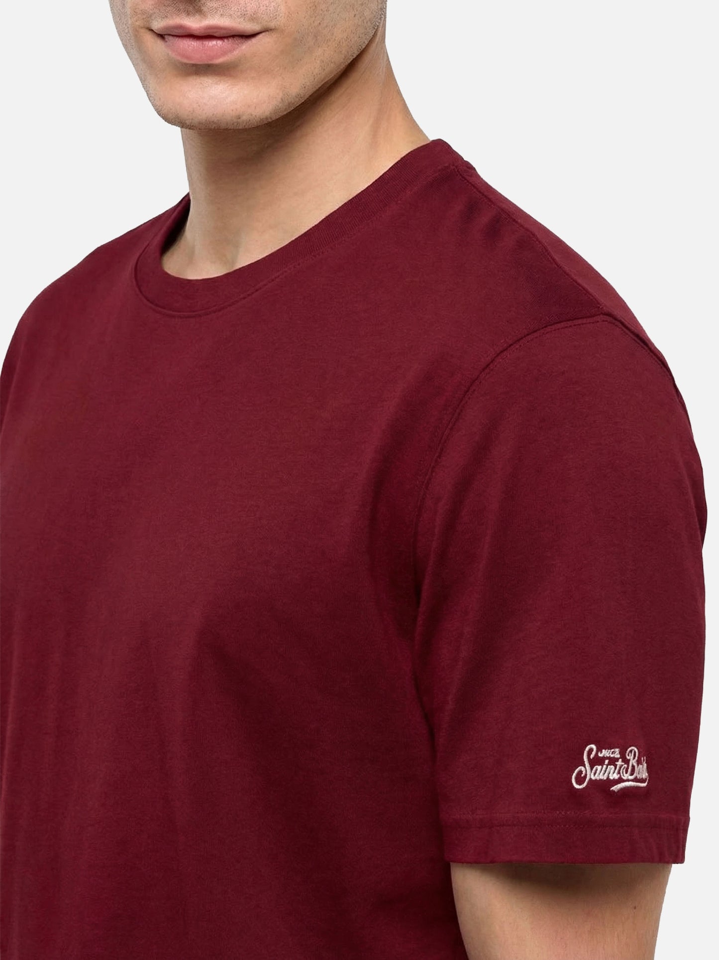 Dover bordeaux cotton jersey t-shirt with St. Barth embroidery