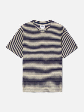 Blue striped Dover linen-blend t-shirt with logo embroidery