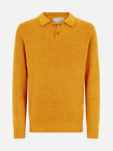 Man ochre cashmere blend sweater Downing with buttoned collar