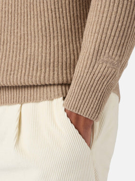 Khaki wool knit polo Downing