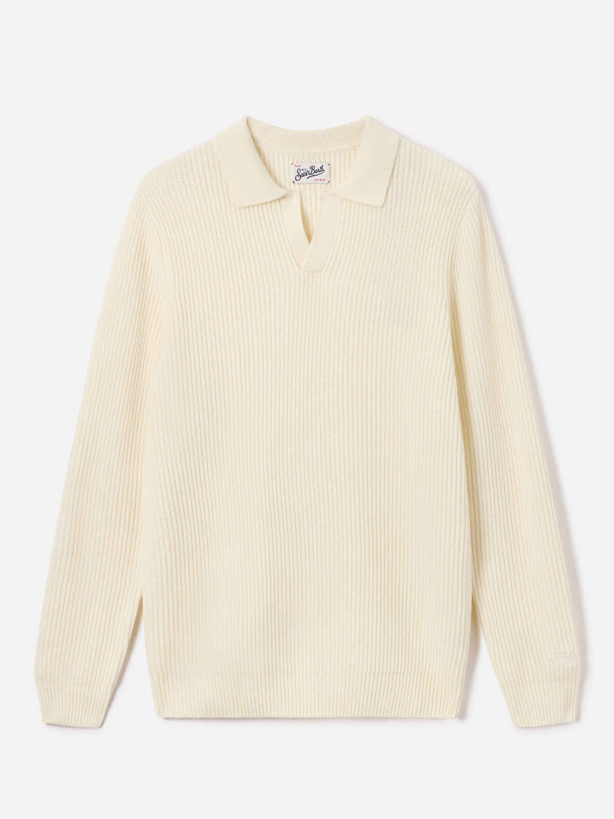 Off white Downing wool ribbed knit polo
