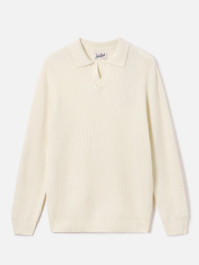 Off white Downing Poloshirt aus geripptem Wollstrick 