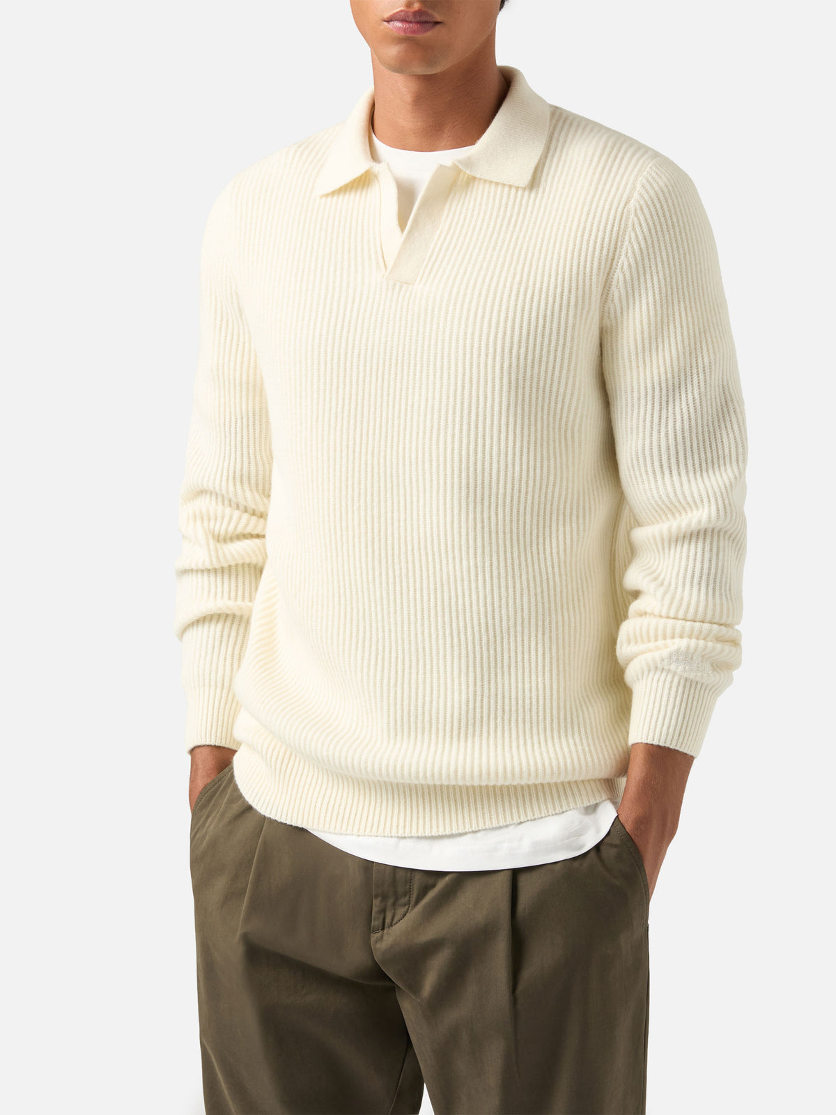 Off white Downing Poloshirt aus geripptem Wollstrick 