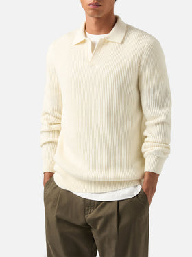 Off white Downing Poloshirt aus geripptem Wollstrick 