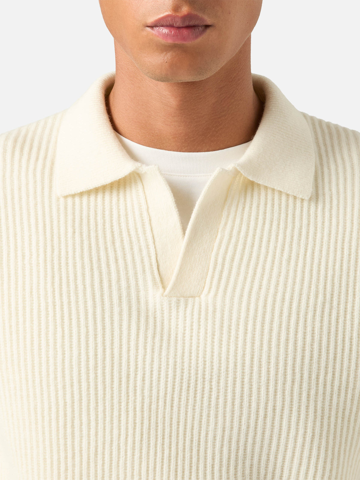 Off white Downing Poloshirt aus geripptem Wollstrick 