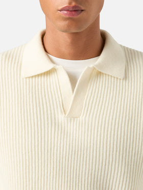 Off white Downing Poloshirt aus geripptem Wollstrick 