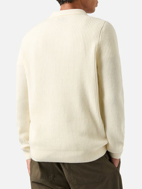 Off white Downing Poloshirt aus geripptem Wollstrick 
