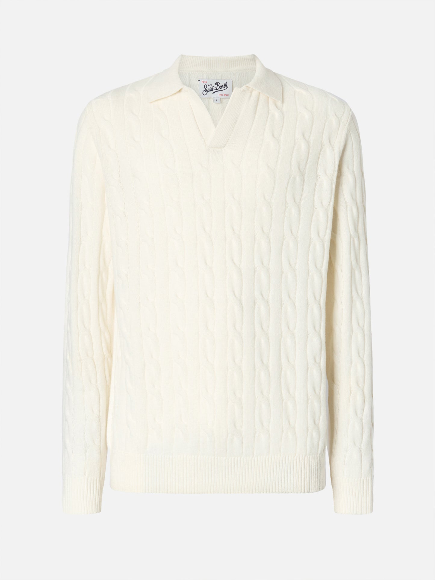 Polo in maglia Downing in lana bianco