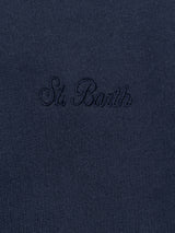 Man navy blue half zipped sweatshirt Dunkan with St. Barth embroidery