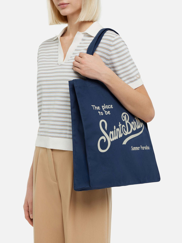 Essential flat cotton Bag with Saint Barth logo
