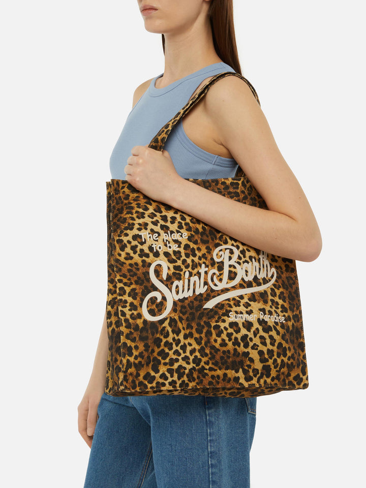 Essential flat cotton animalier Bag with Saint Barth logo